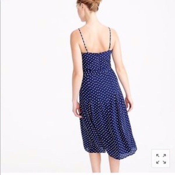 J. CREW Spaghetti-Strap Polka Dot Dress 100% Silk - Picture 5 of 7
